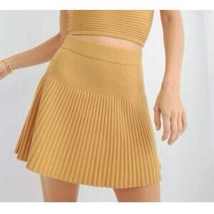 Aerie Take Charge Wool Blend Ribbed Sweater Knit Skirt Golden Honey Size Small